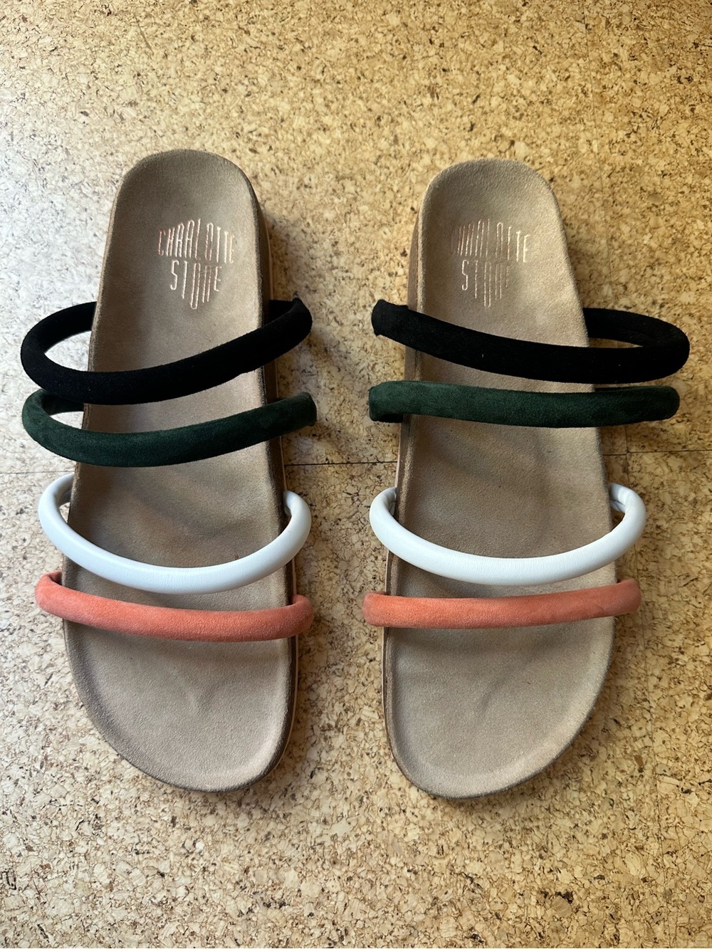 Women’s Cute and Comfortable Multicolor Strappy Slide Sandals- Charlotte Stone